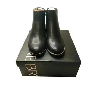Lane Bryant Womens 8W Black Leather Bootie With Gold Trim  New With Box
